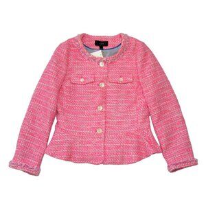 NWT J.Crew Peplum Lady Jacket in Neon Fuchsia Pink Tweed Blazer 0